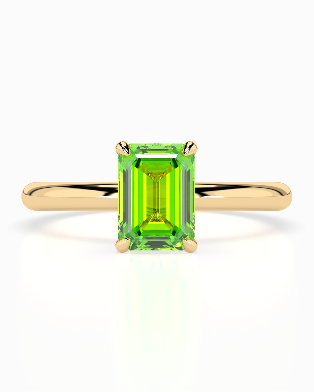 Emerald Cut Peridot Engagement Ring